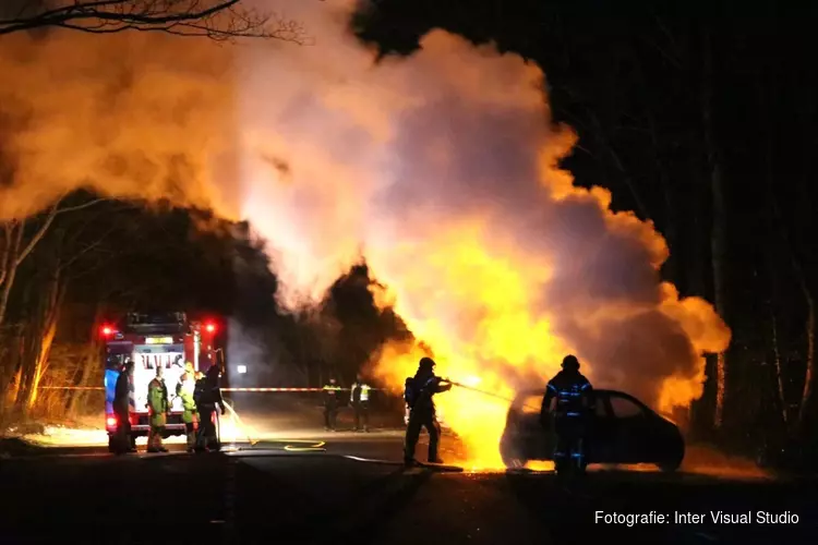 Vlammen in Amsterdamse Bos: auto in brand