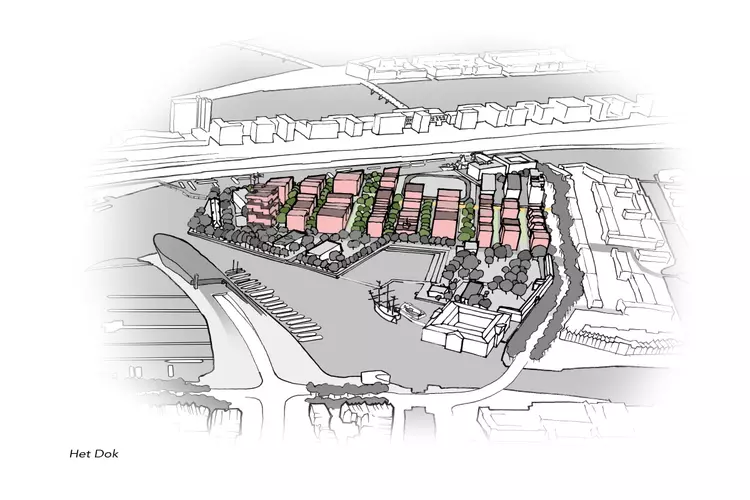 Marineterrein Amsterdam wordt groene, duurzame wijk met zo&#39;n 800 woningen, ruim 2000 banen en een stadspark aan het Oosterdok