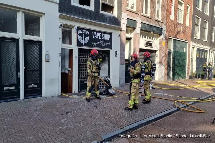 Brand in de Spuistraat in Amsterdam