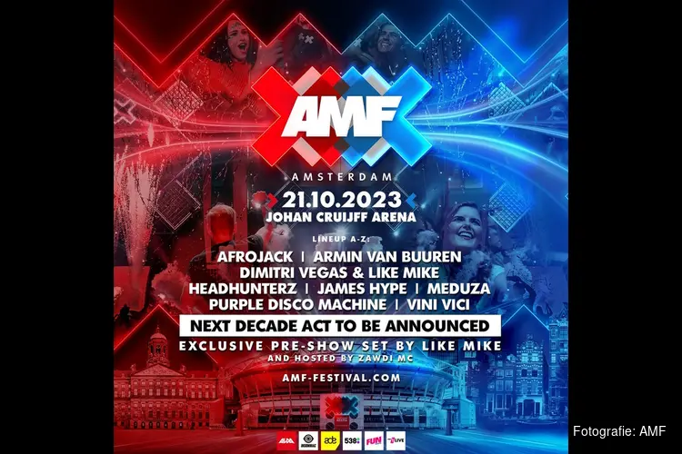 AMF kondigt line up voor 2023-editie in Johan Cruijff ArenA aan met onder meer Afrojack, Armin van Buuren, James Hype en Meduza