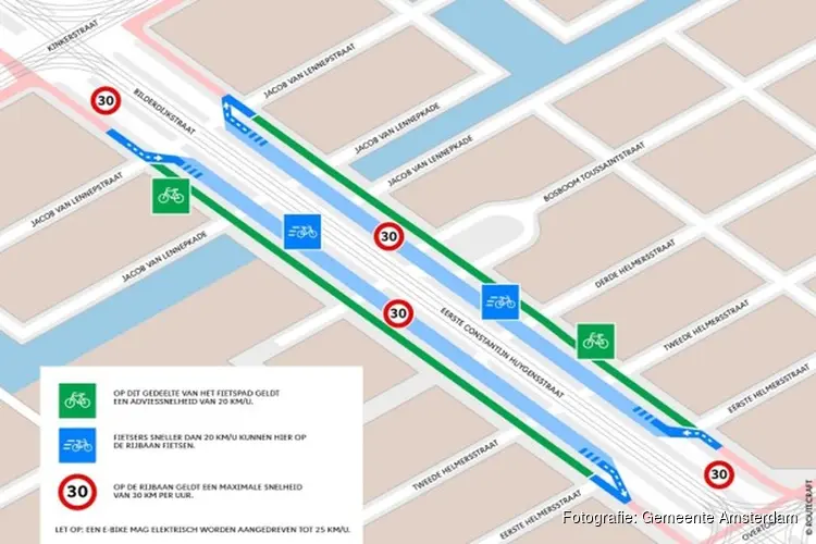 Proef in Amsterdam: snelle fietsers naar de rijbaan